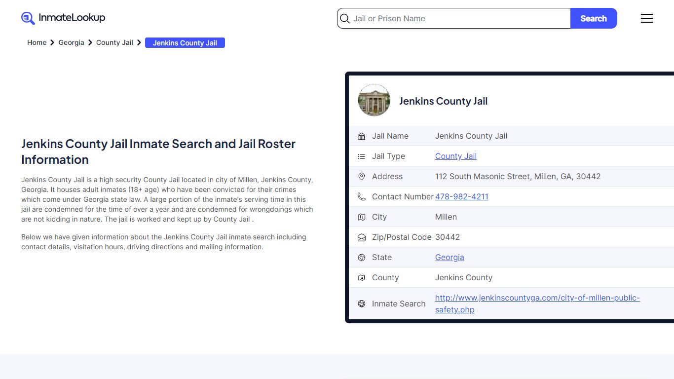 Jenkins County Jail Inmate Search - Millen Georgia - Inmate Lookup